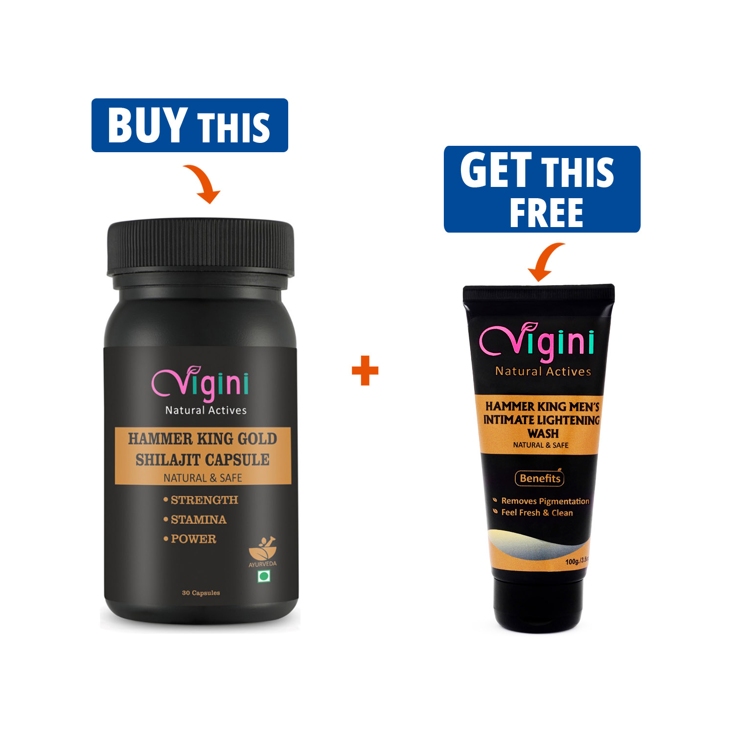 BUY Vigini Hammer King Gold Shilajit Capsules 30 Capsules And GET