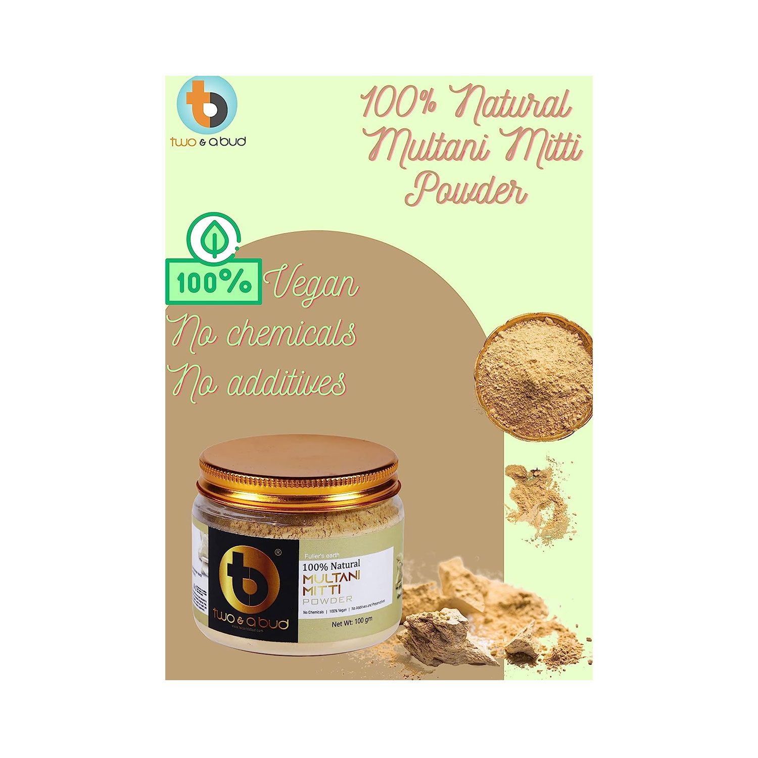 Two And A Bud Natural Multani Mitti Powder 100gm Cureka Online