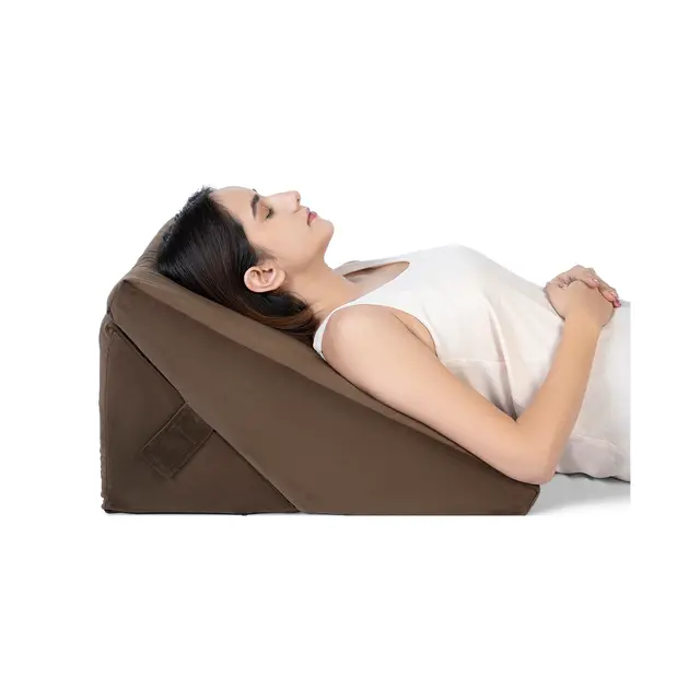 Fovera Adjustable Acid Reflux Bed Wedge Orthopedic Support (Velvet Brown) - Large