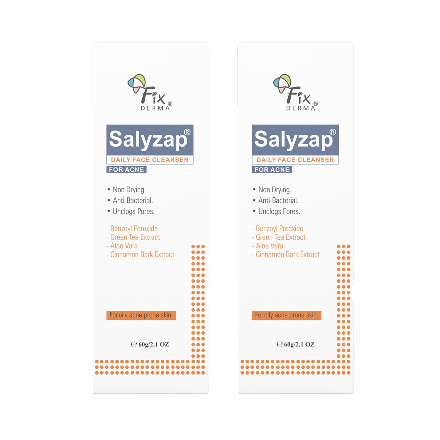 FixDERMA Salyzap Anti Acne Face Cleanser - 60gm (Pack of 2)