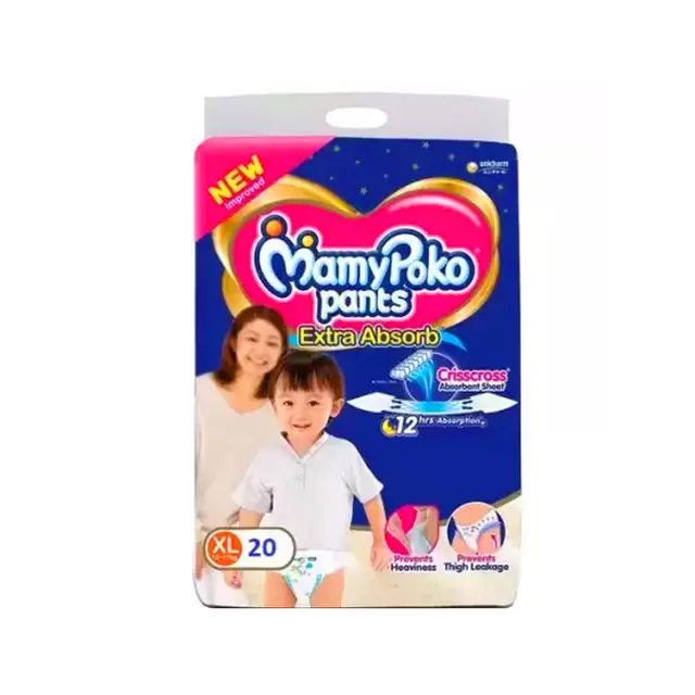 MamyPoko Extra Absorb Diaper- Pant Style (Fits baby with 12-17 kg weight) XL, 20 Diapers