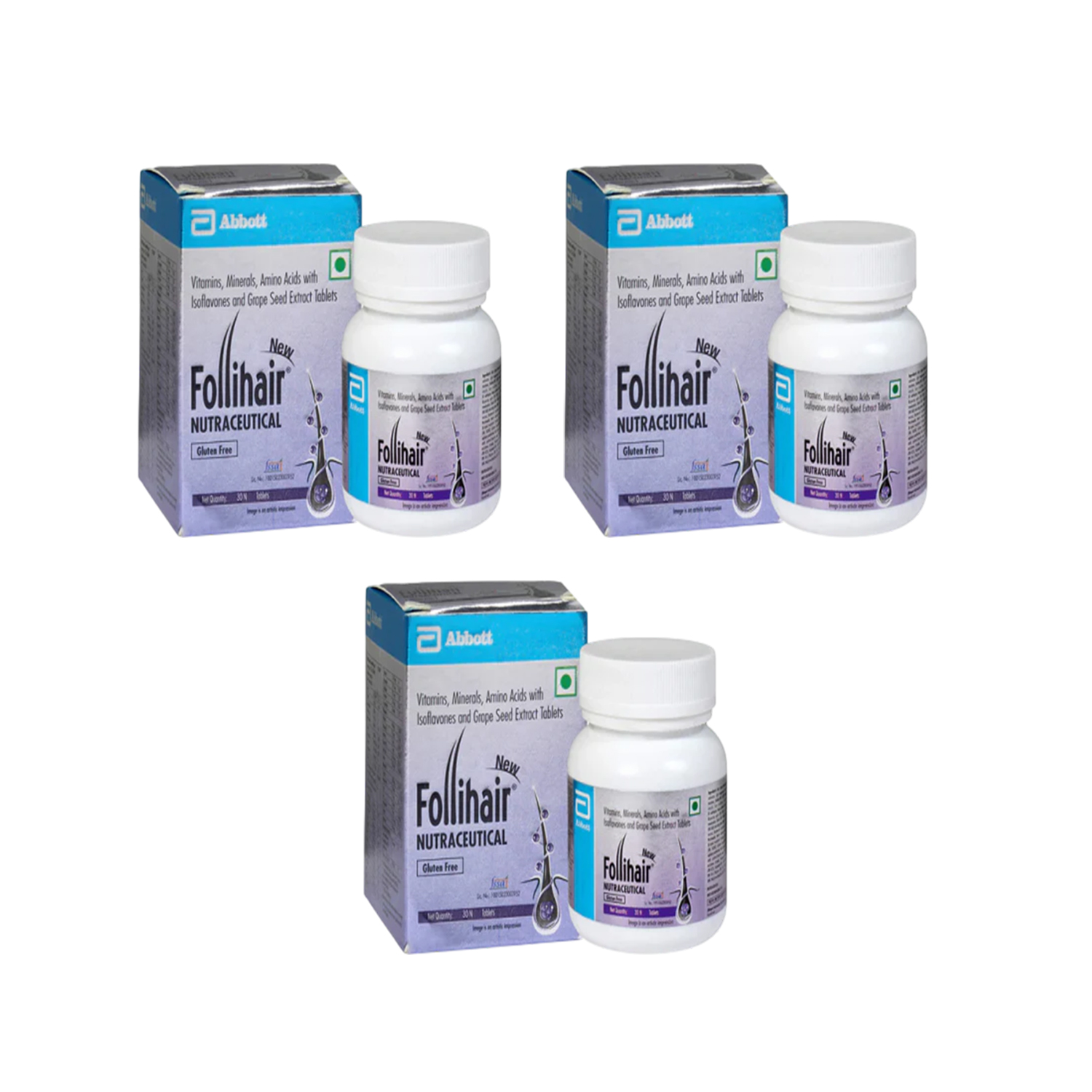 Follihair Hairfall Control Tablets for Adults (3 x 30 N)